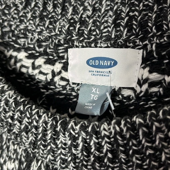 Old navy NWT classic fair isle sweater black white pullover crew neck cotton XL - Picture 3 of 13